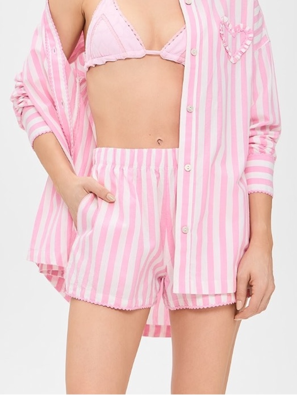 Beach Riot Cotton Tia Shorts | Prism Pink Stripe | XS